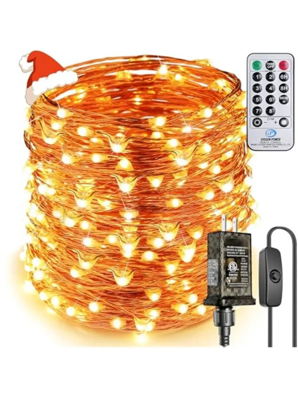 Warm White Copper Wire Fairy Lights 99ft LED String Lights Remote Timer Dimmable